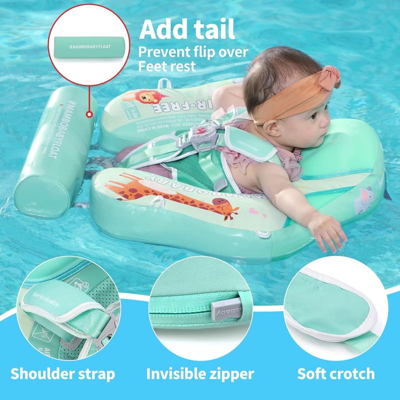 V Convey Mambobaby Float with Canopy and Tail New Upgraded Non-Inflatable Baby Pool Float Mambo Float Swim Trainer Solid Infant Swim Float Adjustable Pearl Foam Baby Swim Ring - Image 5