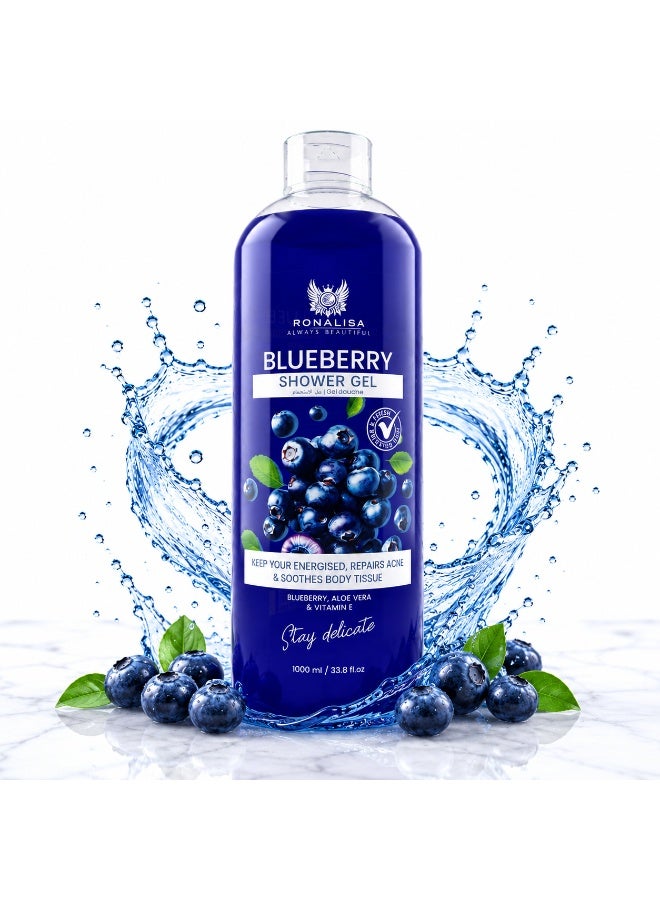 Ronalisa Blueberry Shower Gel with Vitamin E and Aloe Vera- 1000ml - Image 1