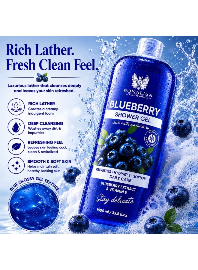 Ronalisa Blueberry Shower Gel with Vitamin E and Aloe Vera- 1000ml - Image 4