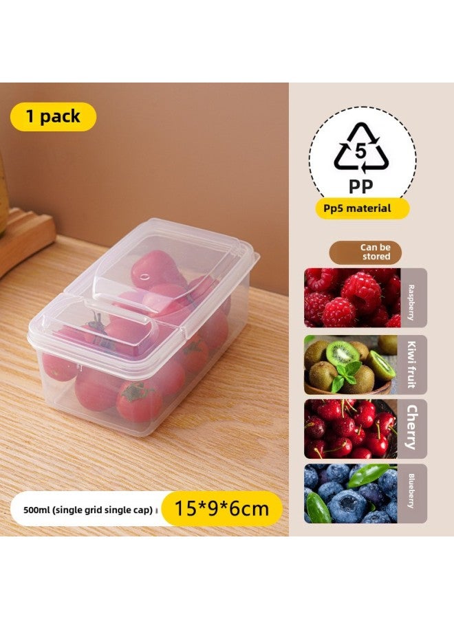 Fruit Box Children's Portable Pupil Lunch Box Lunch Box Special Food Grade Storage Box For Refrigerator-Specifications:500ml Single Compartment Square Crisper Box  - Image 1