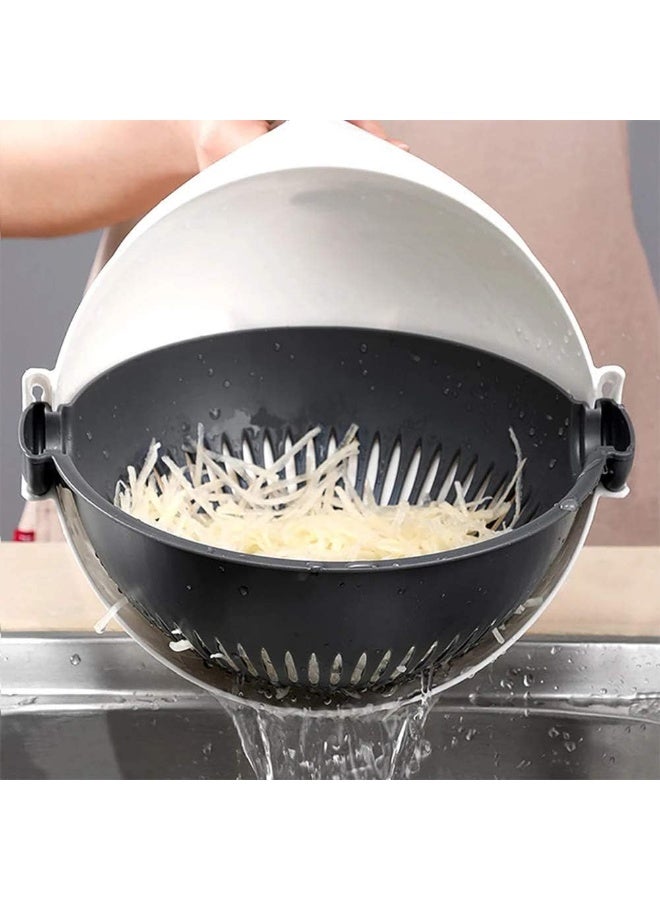 9 in 1 Vegetable Cutter Slicer, Multifunctional Vegetables Chopper Mandoline Slicer with Drain Basket, Rotate Vegetable Chopper Graters Kitchen Tool  - Image 4