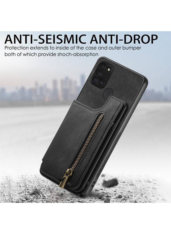 اس-توب جراب خلفي بسحاب من الجلد بتصميم كلاسيكي لهاتف Samsung Galaxy M32 4G - Image 4