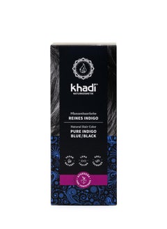 Khadi Blue Black (Indigo) Natural Hair Color 3.5Oz Plant Based Hair Dye For Mysterious Deep Black To Shimmering Blueblack 100% Herbal Vegan Ppd & Chemical Free Natural Cosmetic For Healthy Hair.  - Image 1