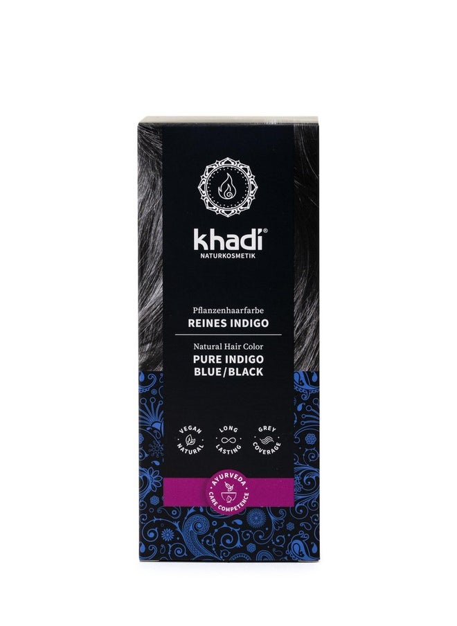 Khadi Blue Black (Indigo) Natural Hair Color 3.5Oz Plant Based Hair Dye For Mysterious Deep Black To Shimmering Blueblack 100% Herbal Vegan Ppd & Chemical Free Natural Cosmetic For Healthy Hair.  - Image 1