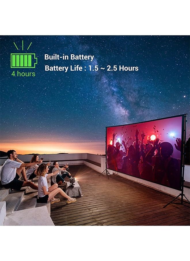 DLP Mini Wireless 5G WiFi BT5.0 Portable Android Projector with Stand Rechargeable-Support 4K Type-C Charging Port - Compatible with iPhone/Sumsung/HUAWEI/PS4/HDMI/USB/TV BOX/PS5/Laptop/Game Console