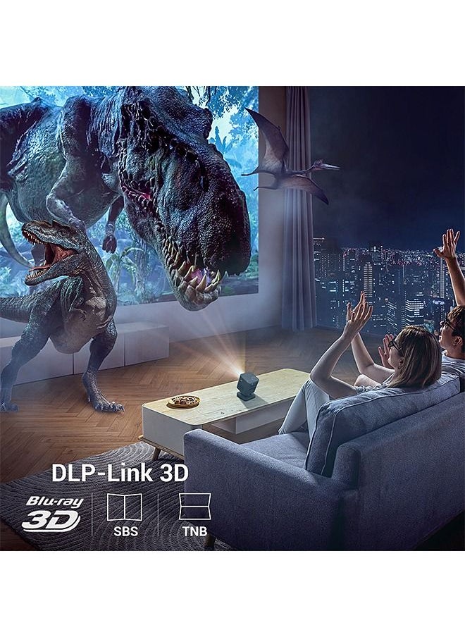 DLP Mini Wireless 5G WiFi BT5.0 Portable Android Projector with Stand Rechargeable-Support 4K Type-C Charging Port - Compatible with iPhone/Sumsung/HUAWEI/PS4/HDMI/USB/TV BOX/PS5/Laptop/Game Console