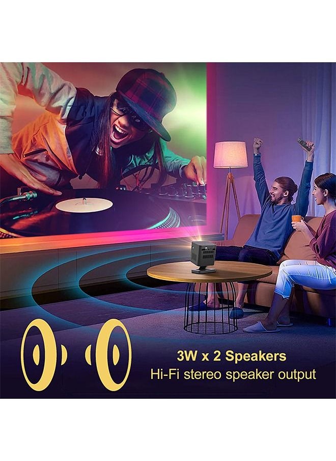 DLP Mini Wireless 5G WiFi BT5.0 Portable Android Projector with Stand Rechargeable-Support 4K Type-C Charging Port - Compatible with iPhone/Sumsung/HUAWEI/PS4/HDMI/USB/TV BOX/PS5/Laptop/Game Console