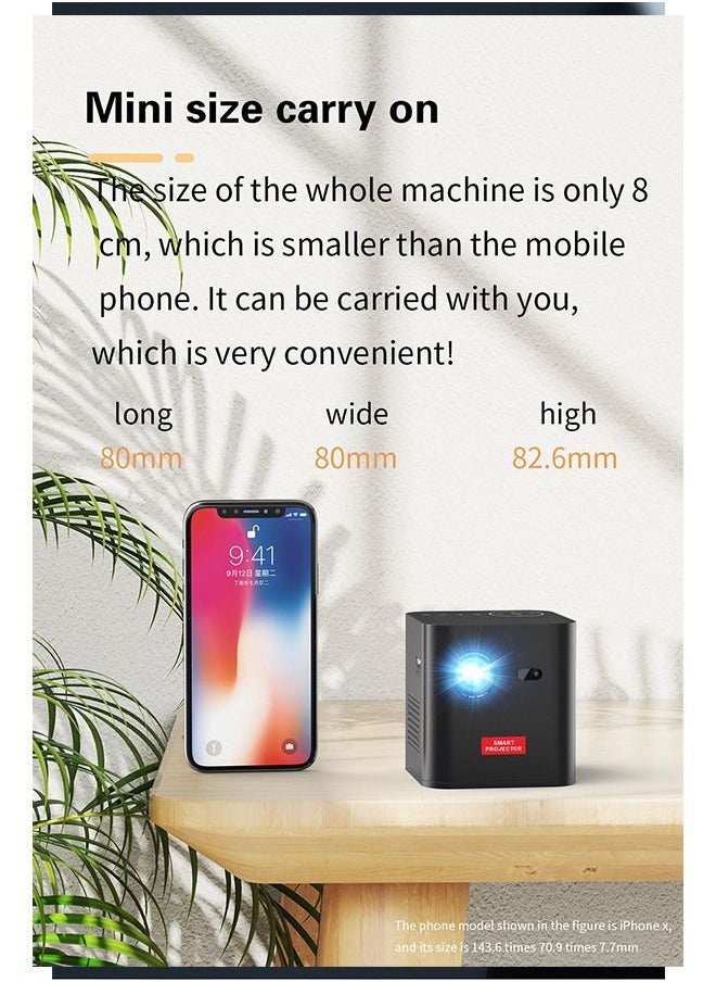 DLP Mini Wireless 5G WiFi BT5.0 Portable Android Projector with Stand Rechargeable-Support 4K Type-C Charging Port - Compatible with iPhone/Sumsung/HUAWEI/PS4/HDMI/USB/TV BOX/PS5/Laptop/Game Console