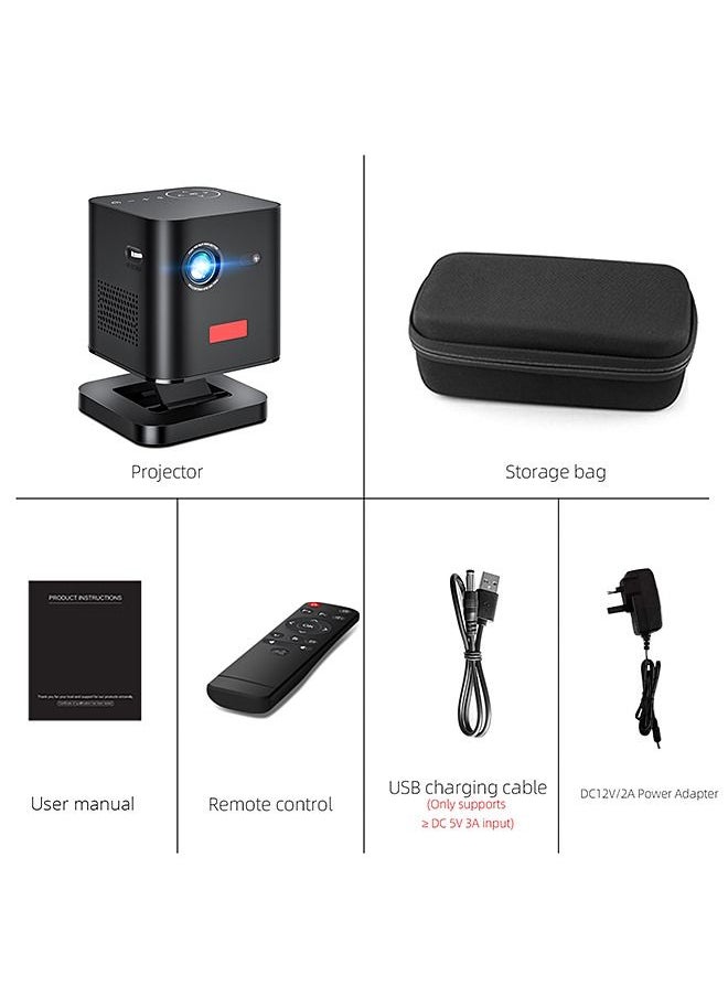 DLP Mini Wireless 5G WiFi BT5.0 Portable Android Projector with Stand Rechargeable-Support 4K Type-C Charging Port - Compatible with iPhone/Sumsung/HUAWEI/PS4/HDMI/USB/TV BOX/PS5/Laptop/Game Console