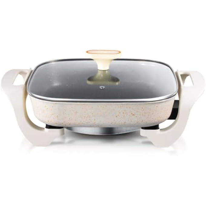 FITTO Electric Frying Pan NonStick  MultiFunction Skillet For Cooking Frying Sauting  Grilling  Rapid Heating With Adjustable Temperature Control  ScratchResistant Surface  Easy CleanUp - Image 5