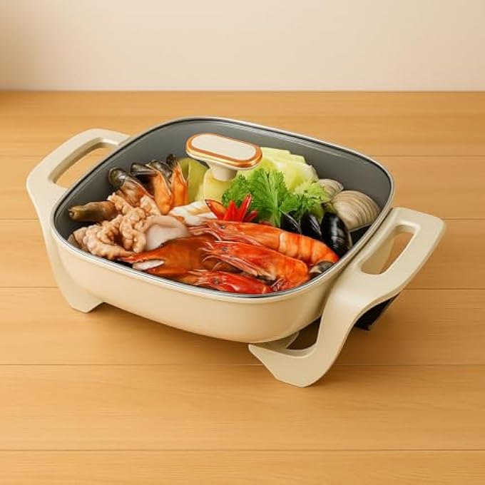 FITTO Electric Frying Pan NonStick  MultiFunction Skillet For Cooking Frying Sauting  Grilling  Rapid Heating With Adjustable Temperature Control  ScratchResistant Surface  Easy CleanUp - Image 2