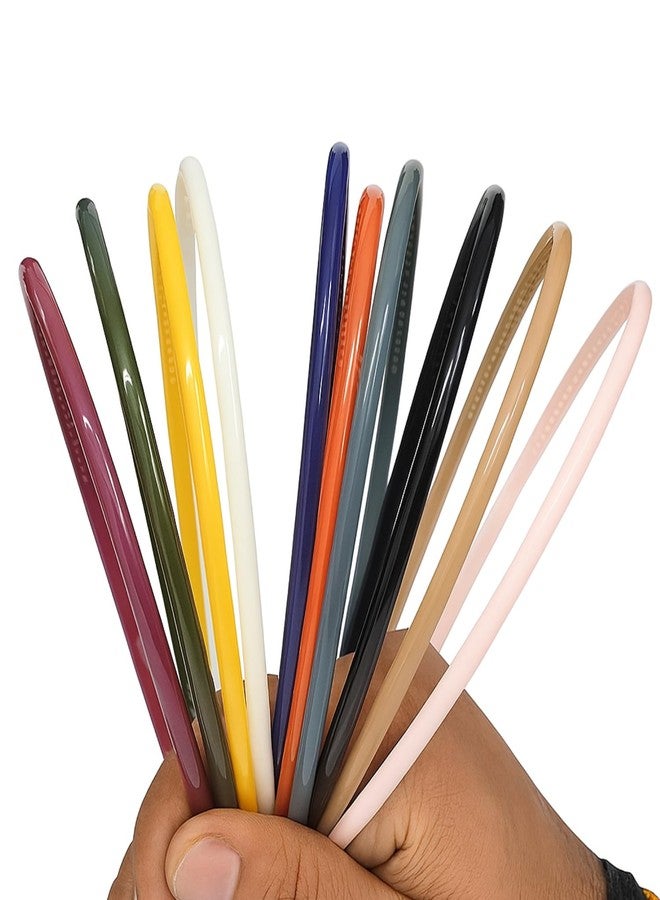 التعارف مجموعة آنا كرييشنز المكونة من 12 قطعة من عصابات الرأس البلاستيكية ذات الأسنان، متينة وخفيفة الوزن، مناسبة للرياضة، للنساء والفتيات والمراهقات والأطفال - 0.5 سم، إكسسوارات شعر مانعة للانزلاق (لمسة نهائية لامعة) (لامعة، 0.5 سم) - Image 1