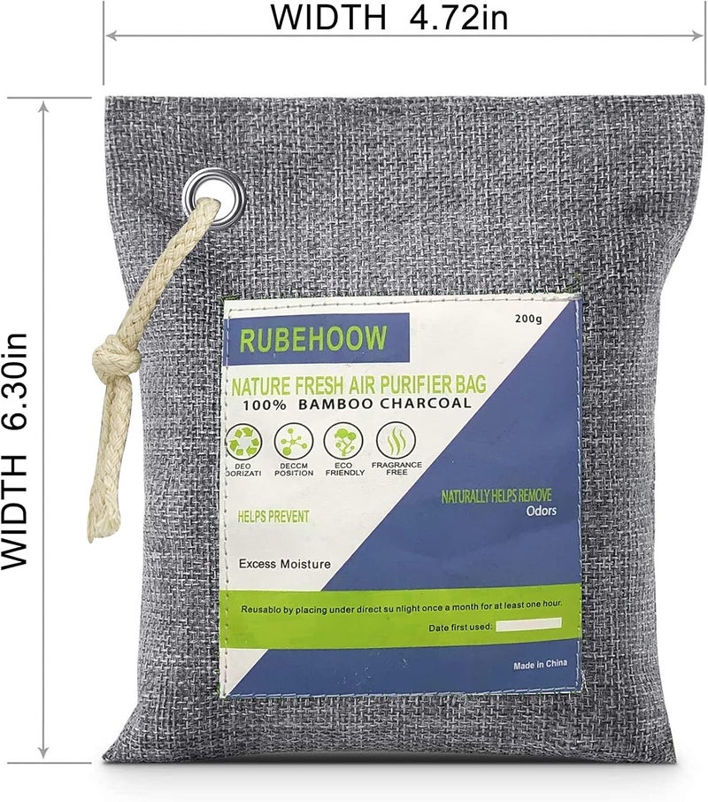 RUBEHOOW Nature Fresh Air Purifier Bags - 4 Pack Activated Bamboo Charcoal Odor Eliminators - Image 2