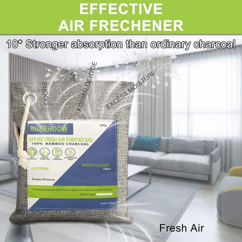 RUBEHOOW Nature Fresh Air Purifier Bags - 4 Pack Activated Bamboo Charcoal Odor Eliminators - Image 4