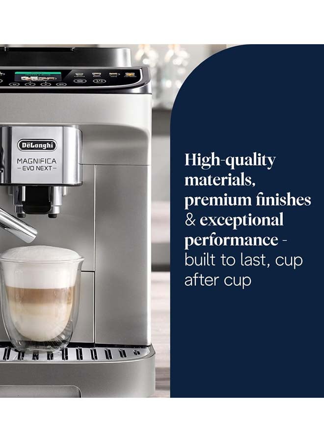 ديلونجي De'Longhi Magnifica Evo Next Fully Automatic Coffee Machine with  18+ Hot & Iced Beverages , 13 Coffee And Milk Drinks, Intuitive Control Panel With 6 Coloured, Soft-Touch Buttons, 15 Bar Pressure  ECAM310.80.SB (Made in Europe) 1.8 L 1450 W ECAM310.80.SB Silver/Black - Image 4