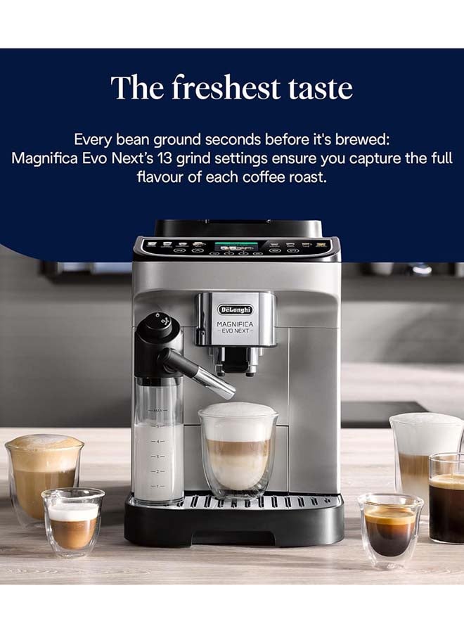ديلونجي De'Longhi Magnifica Evo Next Fully Automatic Coffee Machine with  18+ Hot & Iced Beverages , 13 Coffee And Milk Drinks, Intuitive Control Panel With 6 Coloured, Soft-Touch Buttons, 15 Bar Pressure  ECAM310.80.SB (Made in Europe) 1.8 L 1450 W ECAM310.80.SB Silver/Black - Image 3
