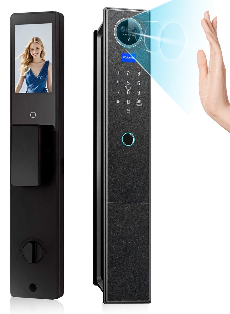 Tichondrius Smart Door Lock – HD IPS Display, 10 Languages, Remote Unlock & Two-Way Talk, 7-Way Access (Face/Finger/PIN/Card/Key/App/Palm), Anti-Peep Password, Auto-Lock & Instant Alert, Type-C Backup Power - Image 1