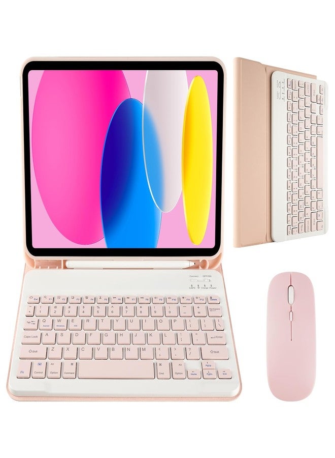 حافظة لوحة مفاتيح وماوس من Nsyee متوافقة مع iPad A16 مقاس 11 بوصة إصدار 2025 (A3354/A3355/A3356)، وiPad الجيل العاشر مقاس 10.9 بوصة إصدار 2022 (A2696/A2757/A2777)، طقم لوحة مفاتيح وماوس بلوتوث قابل للفصل بتصميم أمريكي - Image 1
