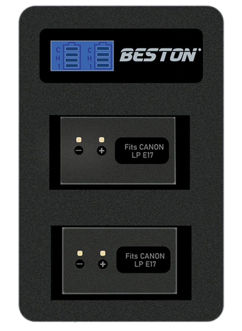 BESTON Beston Charger Double Ports for Canon E17 Batteries: Dual-port charger for Canon E17 batteries, offering efficient power management for your gear. - Image 1