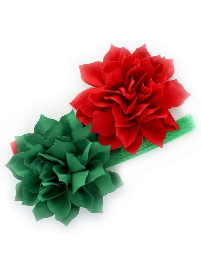 My Lello Petal Flower Headbands Girls Toddler Mixed Colors 2-Pack (Red/Green) - Image 1