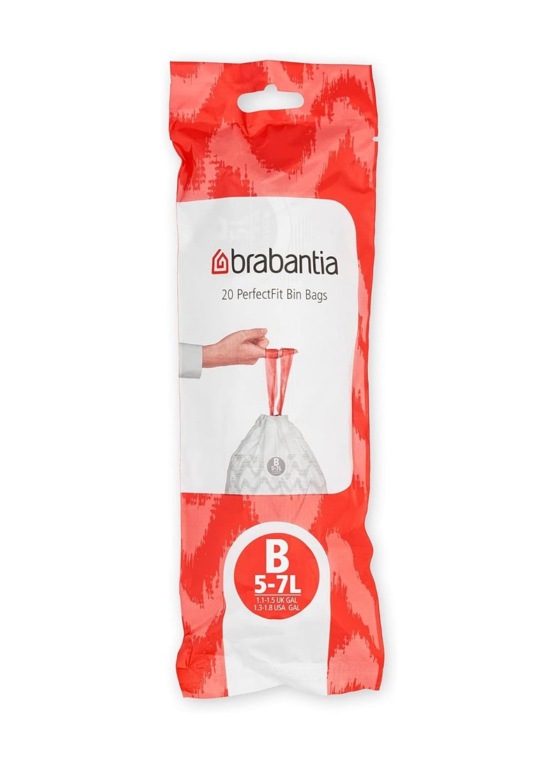 brabantia Brabantia bin Liners Size B 5 L Trash Bags, 20 Bags White  - Image 1
