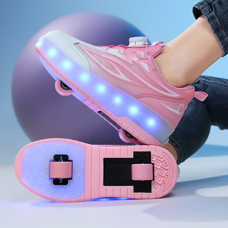 Affordable Kids' Roller Skates Wholesale - 4-Wheel Transforming Glowing Skateboard for Girls and  Boys - Image 1