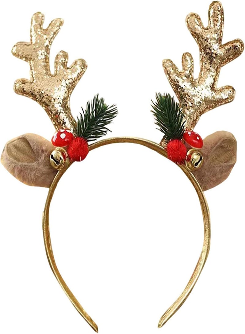 GGOOT Christmas Antler Headwear Reindeer Antlers Headband Glitter Reindeer Hair Hoop Deer Antler Headband, Christmas Deer Antlers Headband, Cute Reindeer Antlers Headband For Women  - Image 5