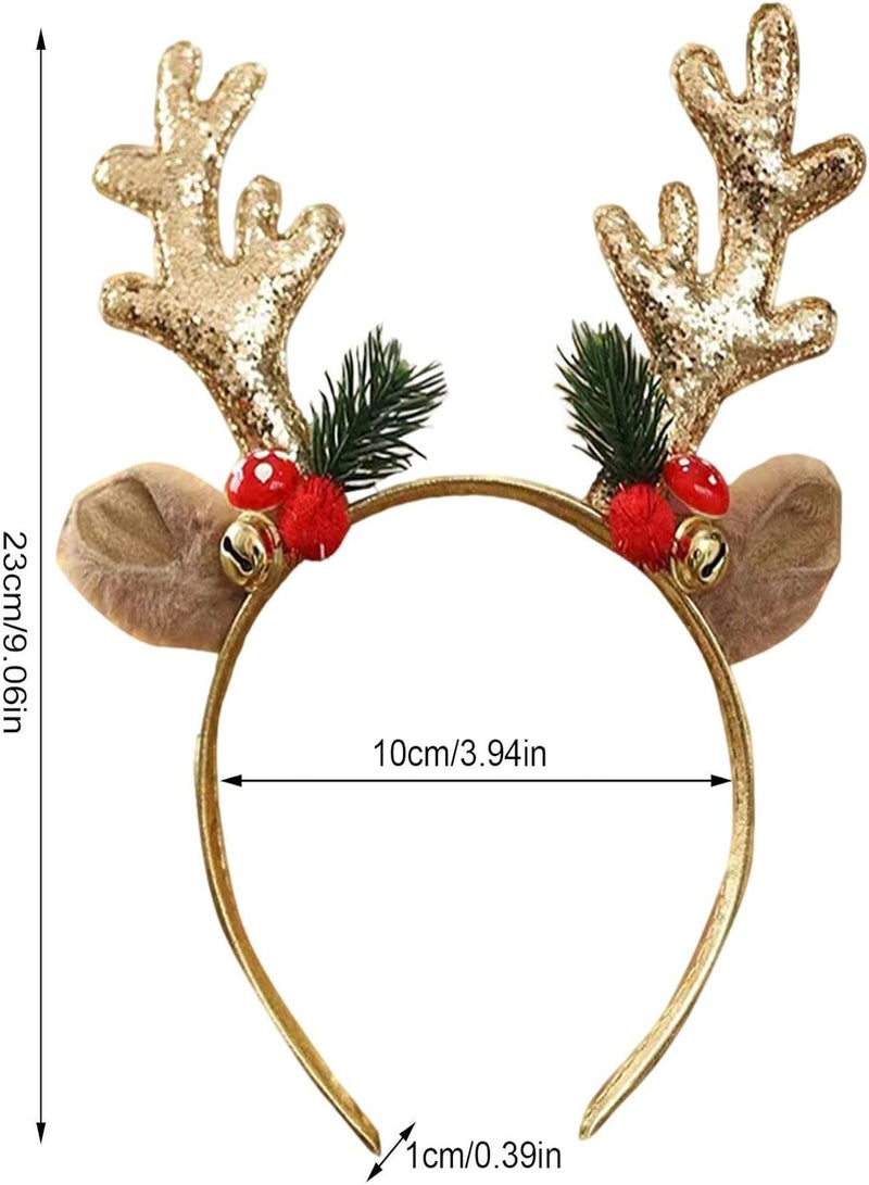 GGOOT Christmas Antler Headwear Reindeer Antlers Headband Glitter Reindeer Hair Hoop Deer Antler Headband, Christmas Deer Antlers Headband, Cute Reindeer Antlers Headband For Women  - Image 4