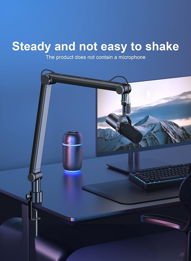 WALALLA Professional Scissor Arm Mic Stand - Compact Suspension Boom with Wide Compatibility for Shure SM7B/Blue Yeti/HyperX QuadCast/Elgato Wave, Studio-Grade Adjustment, Cable Holder - Image 5