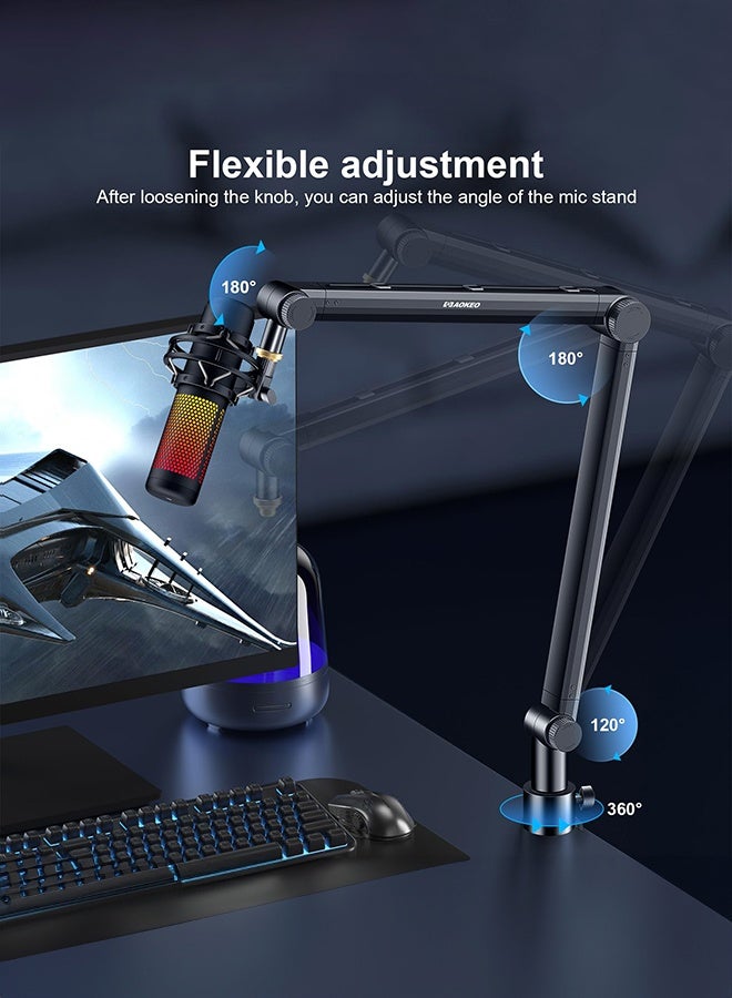 WALALLA Professional Scissor Arm Mic Stand - Compact Suspension Boom with Wide Compatibility for Shure SM7B/Blue Yeti/HyperX QuadCast/Elgato Wave, Studio-Grade Adjustment, Cable Holder - Image 2