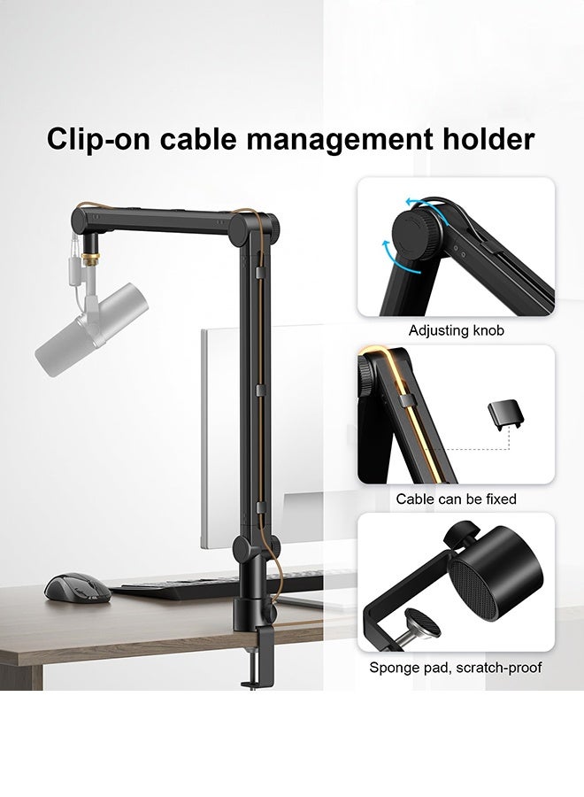 WALALLA Professional Scissor Arm Mic Stand - Compact Suspension Boom with Wide Compatibility for Shure SM7B/Blue Yeti/HyperX QuadCast/Elgato Wave, Studio-Grade Adjustment, Cable Holder - Image 3