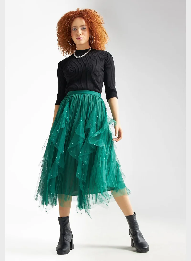 FAV Embellished Pleated Skirt