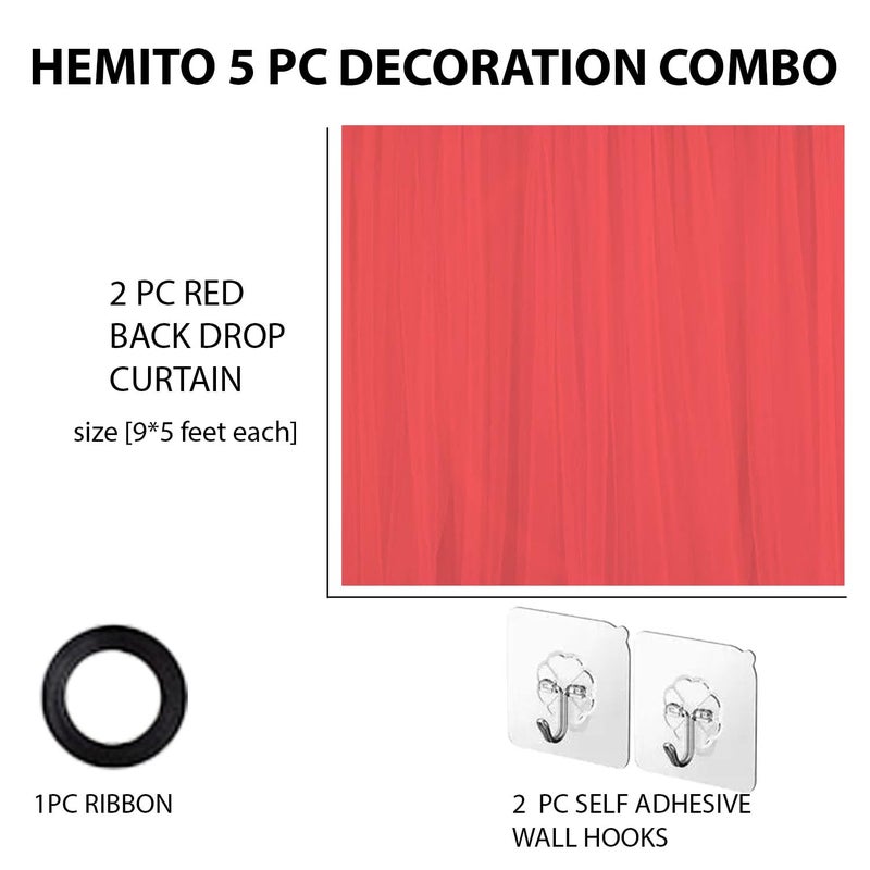 Hemito 6 Pc Cabana Tent for Birthday Decoration Canopy Tent for Decortion Outdoor Bedroom with Led Fairy Light Hook and Ribbon for BirthdaysChristmasAnniversary Red - Image 2