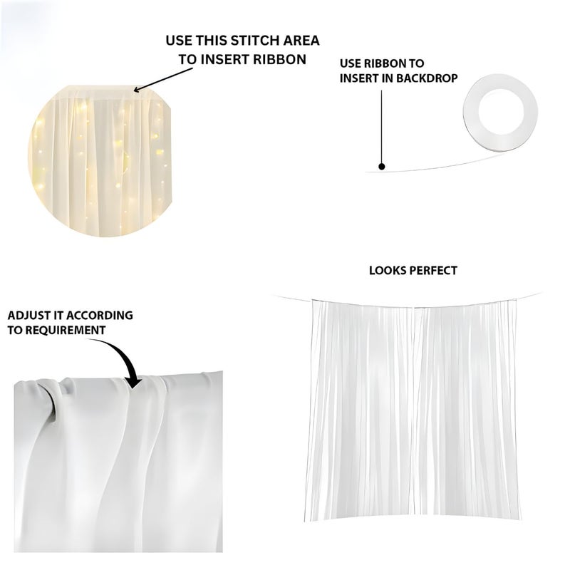 Hemito 6 Pc Cabana Tent for Birthday Decoration Canopy Tent for Decortion Outdoor Bedroom with Led Fairy Light Hook and Ribbon for BirthdaysChristmasAnniversary Red - Image 5