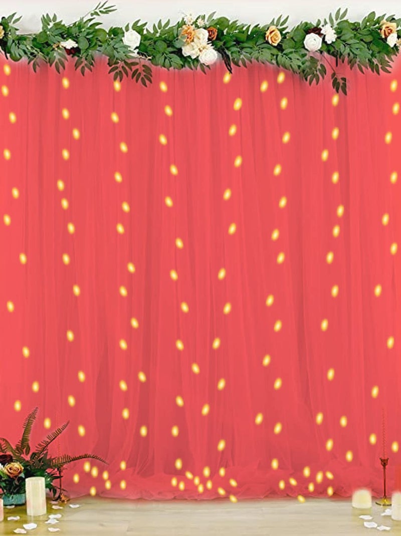 Hemito 6 Pc Cabana Tent for Birthday Decoration Canopy Tent for Decortion Outdoor Bedroom with Led Fairy Light Hook and Ribbon for BirthdaysChristmasAnniversary Red - Image 1