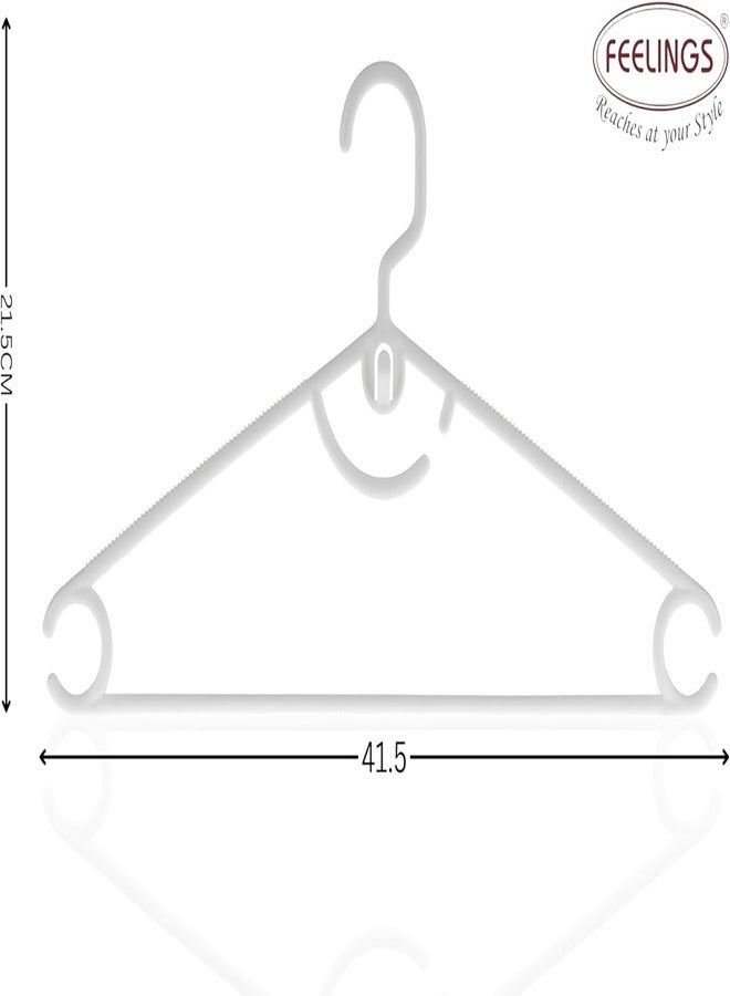 Feelings FEELINGS Plastic Arch Hanger Non-Slip Clothes Hanger With Notches, Hangers For Wardrobe, Cloth Display Rack For Space Saving Closet Storage Organizer, Plastic Clothes Hanger 48Pcs, White - Image 2