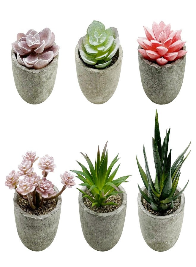 Cayway 6 PCS Artificial Succulents Plants, Mini Fake Plants in Pots, Small Succulents Plants Artificial for Office Desk Home Living Room Table Decor Indoor - Image 1