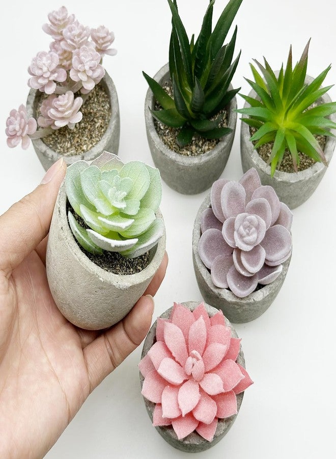 Cayway 6 PCS Artificial Succulents Plants, Mini Fake Plants in Pots, Small Succulents Plants Artificial for Office Desk Home Living Room Table Decor Indoor - Image 5