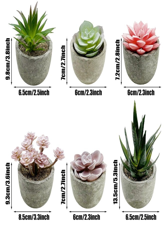 Cayway 6 PCS Artificial Succulents Plants, Mini Fake Plants in Pots, Small Succulents Plants Artificial for Office Desk Home Living Room Table Decor Indoor - Image 2