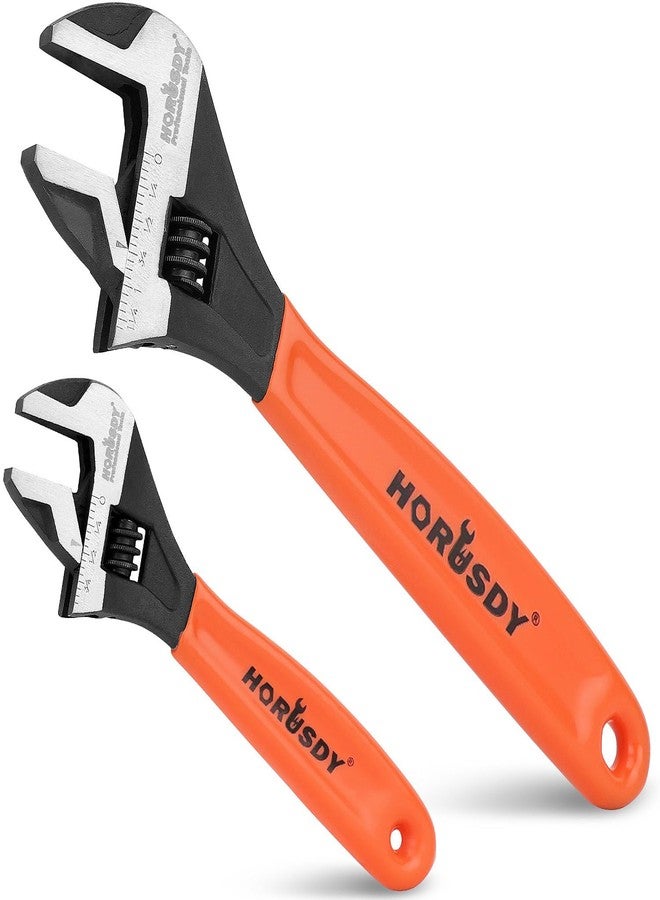 HORUSDY Adjustable Wrench Set | 2-Piece | 6-Inch and 10-Inch Wrenches | Metric & SAE Scales | Cushion Grip Wrench | Cr-V Steel - Image 1