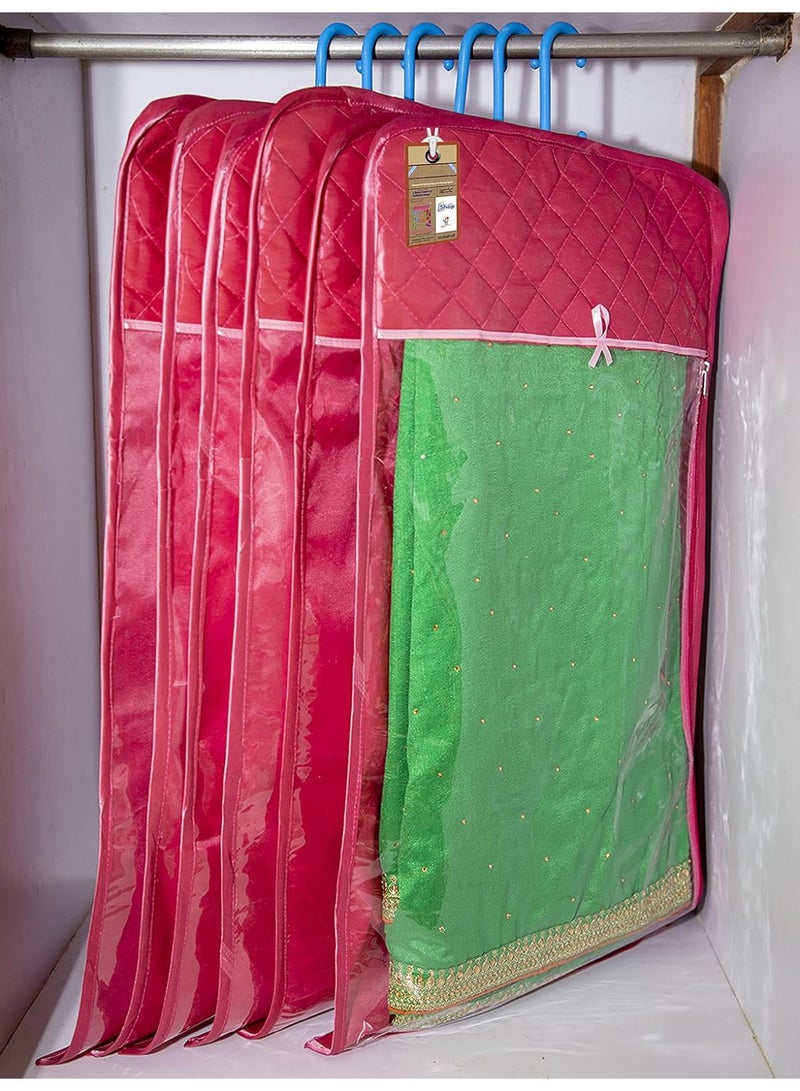 أتوراكوشون atorakushon أغطية تعليق للسياري (Saree) من الساتان بلون خمري - منظم ملابس للخزانة ورفوف التخزين - أكياس لحفظ الملابس (عبوة من 6 قطع) - Image 3