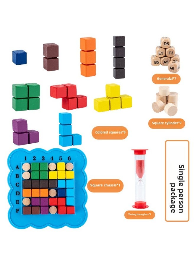 Wooden Children's Thinking Battle Early Education Educational Toys Wooden Three-dimensional Tetris Puzzle Building Blocks-Color:Single Suit - Image 1