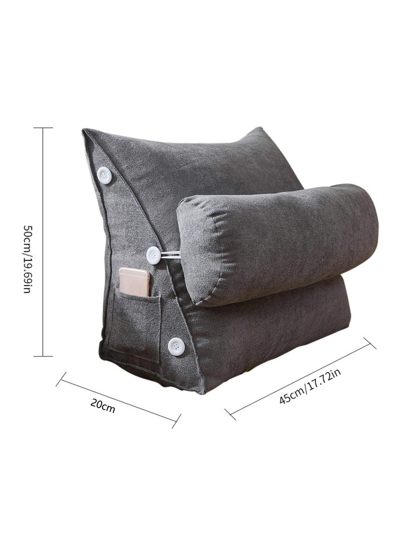 Arabest - Bed Wedge Pillow Adjustable Reading Throw Cushions for Sleeping Triangular Bedrest Lumbar Neck Back Support Pillows with Removable Linen Cover - Image 1