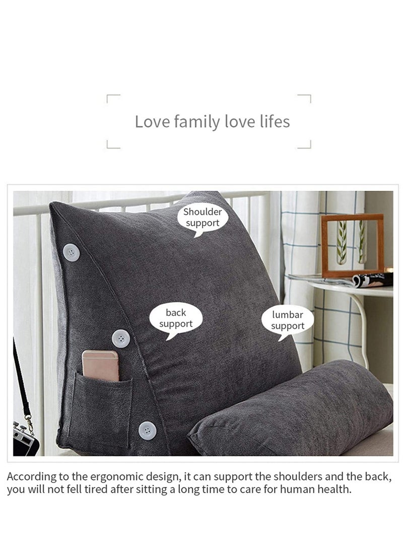 Arabest - Bed Wedge Pillow Adjustable Reading Throw Cushions for Sleeping Triangular Bedrest Lumbar Neck Back Support Pillows with Removable Linen Cover - Image 1