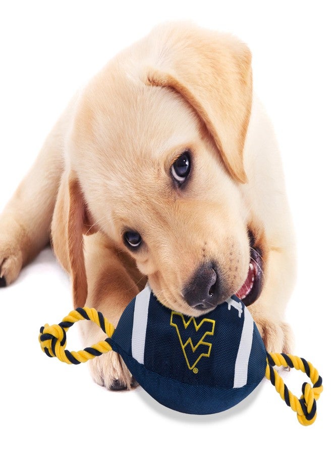 Pets First NCAA West Virginia Mountaineers Nylon Football Dog Toy, Tough Quality Nylon Materials, Strong Pull Ropes, Inner Squeaker, Collegiate Team Color - Image 4