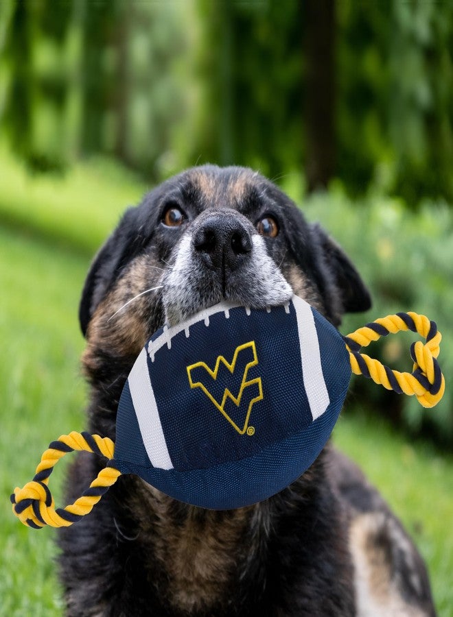 Pets First NCAA West Virginia Mountaineers Nylon Football Dog Toy, Tough Quality Nylon Materials, Strong Pull Ropes, Inner Squeaker, Collegiate Team Color - Image 2