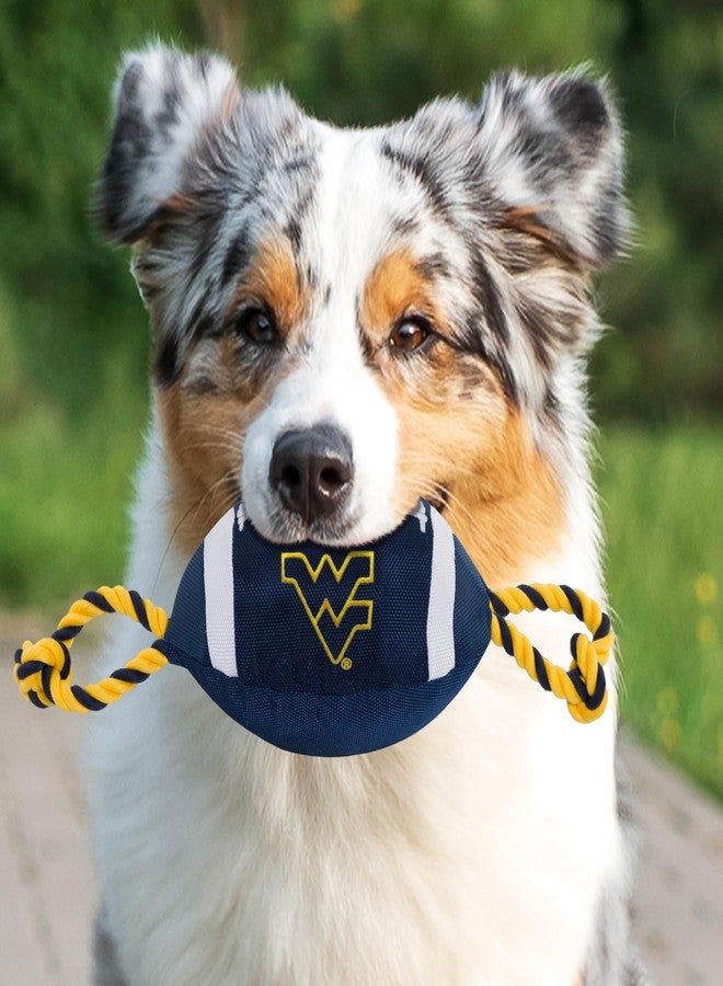 Pets First NCAA West Virginia Mountaineers Nylon Football Dog Toy, Tough Quality Nylon Materials, Strong Pull Ropes, Inner Squeaker, Collegiate Team Color - Image 3