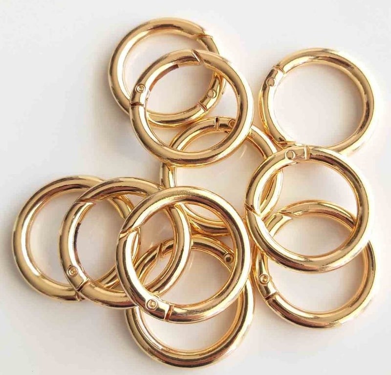 Angel Çanta Aksesuar Angel Bag Accessory 10LU 2.5cm Light Gold Color Spring Ring For Mesh Bag