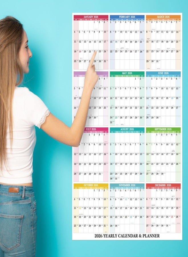 BooQool Dry Erase Calendar 2024 - 2024 Yearly Wall Calendar, Erasable Wall Calendar 2024, Jan 2024 - Dec 2024, 12 Months Yearly Wall Calendar, 34.8'' × 22.8'', 2-Sided Horizontal/Vertical Reversible, Erasable - Image 2