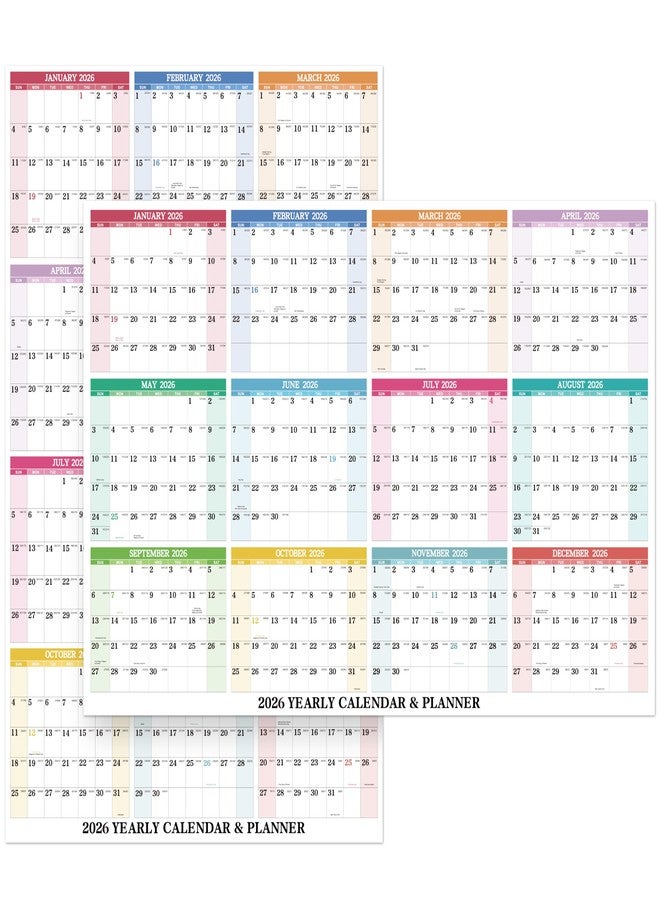 BooQool Dry Erase Calendar 2024 - 2024 Yearly Wall Calendar, Erasable Wall Calendar 2024, Jan 2024 - Dec 2024, 12 Months Yearly Wall Calendar, 34.8'' × 22.8'', 2-Sided Horizontal/Vertical Reversible, Erasable - Image 1